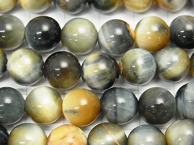 [Video]Silver Blue & Golden Tiger's Eye AA Round 10mm 1strand beads (aprx.14inch/35cm)