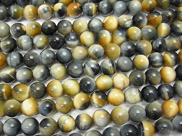 [Video]Silver Blue & Golden Tiger's Eye AA Round 10mm 1strand beads (aprx.14inch/35cm)