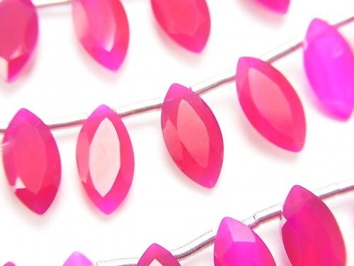 1strand $16.99! High Quality Fuchsia Pink Chalcedony AAA Marquise Faceted 12x6mm 1strand (18pcs).