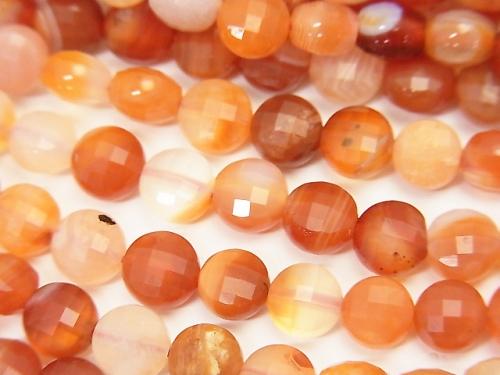 High Quality!  1strand $7.79! Carnelian ,Sardonyx AAA- Faceted Coin 6x6x4mm 1strand beads (aprx.15inch/37cm)
