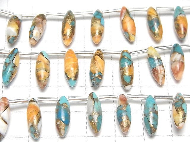 [Video] Oyster Copper Turquoise Marquise Rice (Smooth) 15x5x5mm 1strand (8pcs )