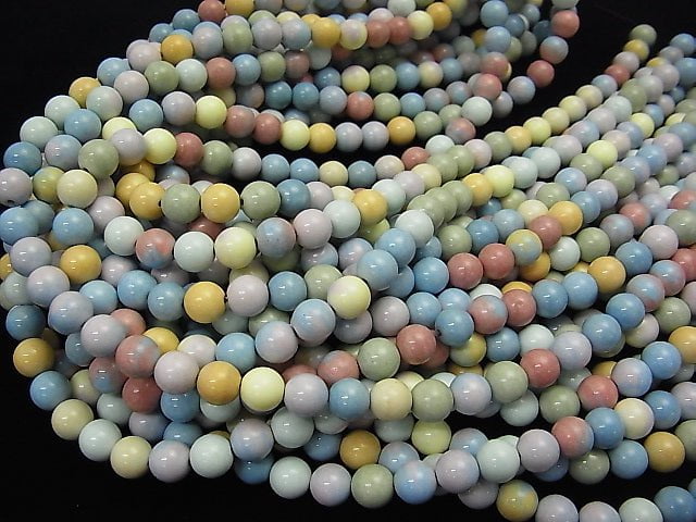 Arashan Agate Pastel color Round 8mm 1strand beads (aprx.15inch/38cm)