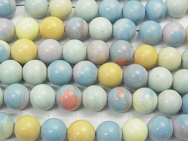 Arashan Agate Pastel color Round 10mm 1strand beads (aprx.15inch/38cm)