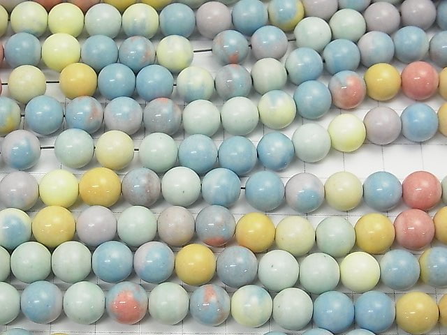 Arashan Agate Pastel color Round 10mm 1strand beads (aprx.15inch/38cm)