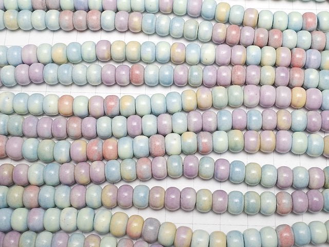 Arashan Agate Pastel color Roundel 8.5x8.5x6mm 1strand beads (aprx.15inch/38cm)
