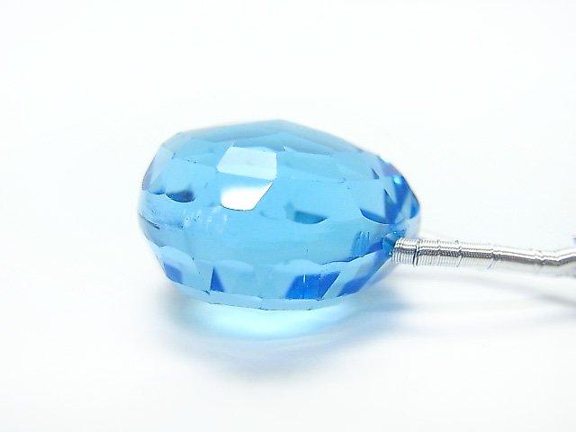 [Video] [One of a kind] High Quality Swiss Blue Topaz AAAA Chestnut Faceted Briolette 1pc NO.68