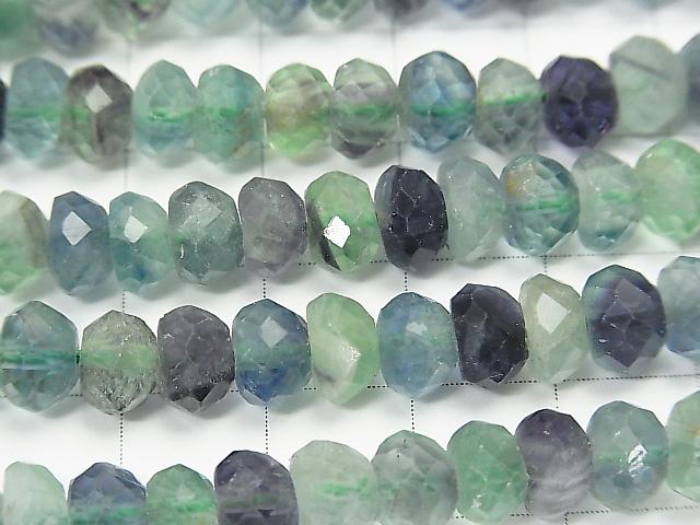 High Quality! 1strand $11.79! Multicolor Fluorite AA ++ Faceted Button Roundel 7x7x4mm 1strand (aprx.15inch / 38cm)