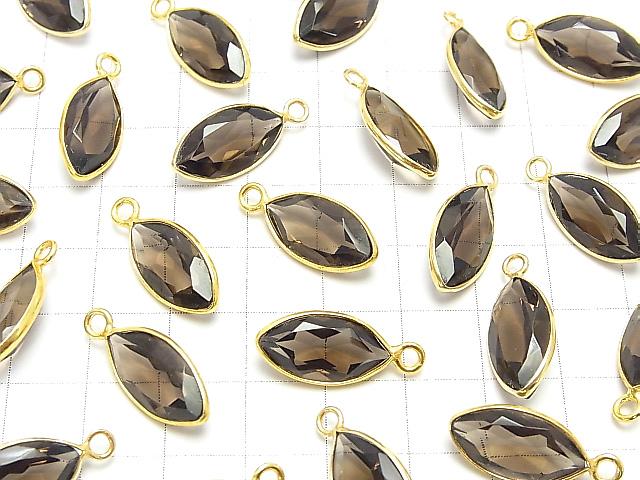 High Quality Smoky Crystal Quartz AAA Bezel Setting Marquise Faceted 16x8mm [One Side ] 18KGP 2pcs $5.79!