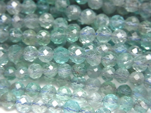 High Quality! Blue Apatite AA+ Faceted Round 4mm 1strand beads (aprx.15inch / 36cm)