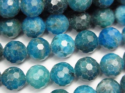 High Quality! Blue Apatite AA 128Faceted Round 9mm half or 1strand (aprx.15inch / 37cm)