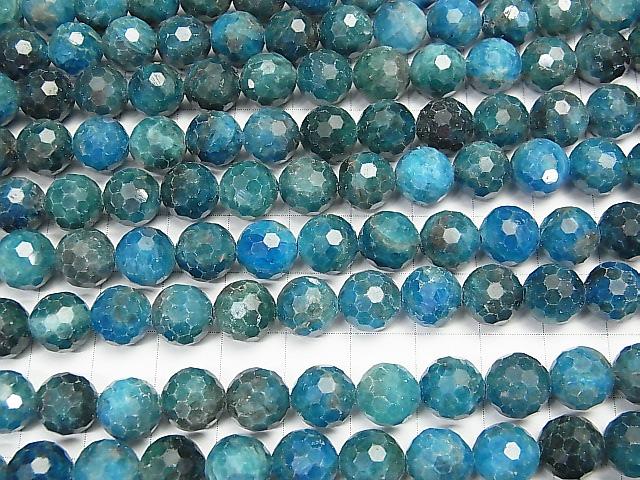 High Quality! Blue Apatite AA 128Faceted Round 9mm half or 1strand (aprx.15inch / 37cm)