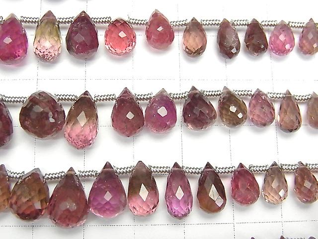 [Video] High Quality Pink Tourmaline AAA- Drop Faceted Briolette 1strand beads (aprx.8inch / 20cm)