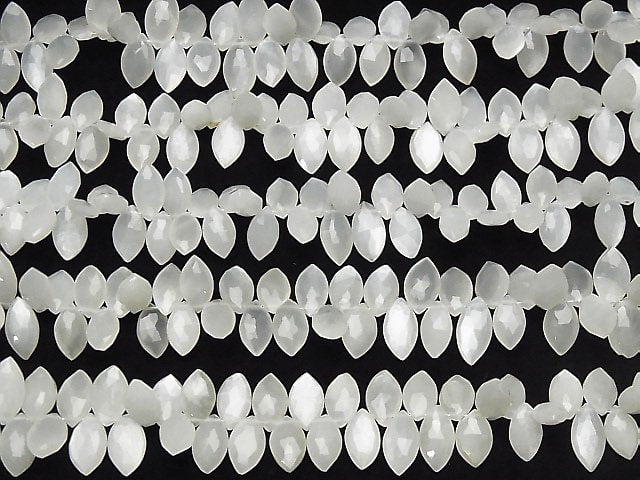High Quality White Moonstone AAA- Marquise Faceted Briolette half or 1strand beads (aprx.7inch / 17cm)