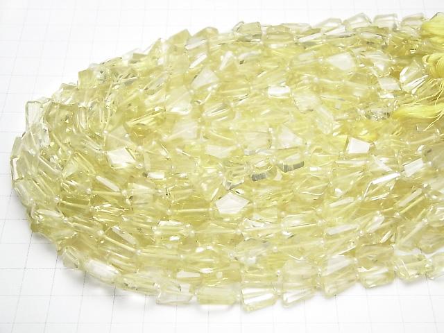 [Video] High Quality Lemon Quartz AAA- Flat Faceted Nugget half or 1strand beads (aprx.13inch / 32cm)