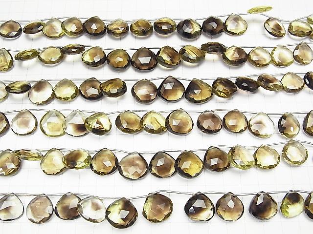 [Video] High Quality Lemon x Smoky Quartz AAA Chestnut Faceted Briolette half or 1strand beads (aprx.8inch / 21cm)