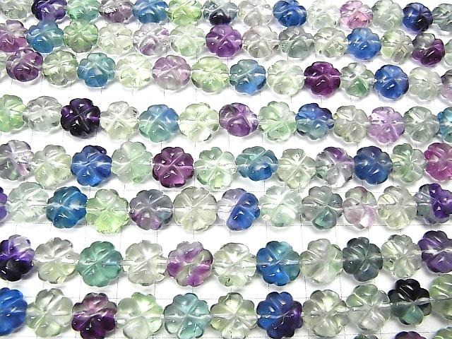 [Video] Multicolor Fluorite AAA Clover 12x12x6mm half or 1strand beads (aprx.15inch / 37cm)