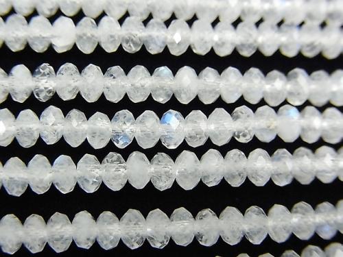 [Video] High Quality Rainbow Moonstone AA++ Faceted Button Roundel 3x3x2mm 1strand beads (aprx.15inch / 37cm)