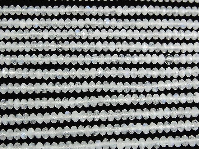 [Video] High Quality Rainbow Moonstone AA++ Faceted Button Roundel 3x3x2mm 1strand beads (aprx.15inch / 37cm)
