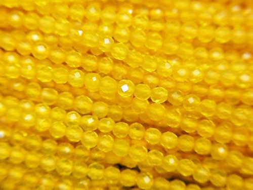 High Quality! Yellow color Chalcedony Faceted Round 2mm 1strand beads (aprx.15inch/37cm)