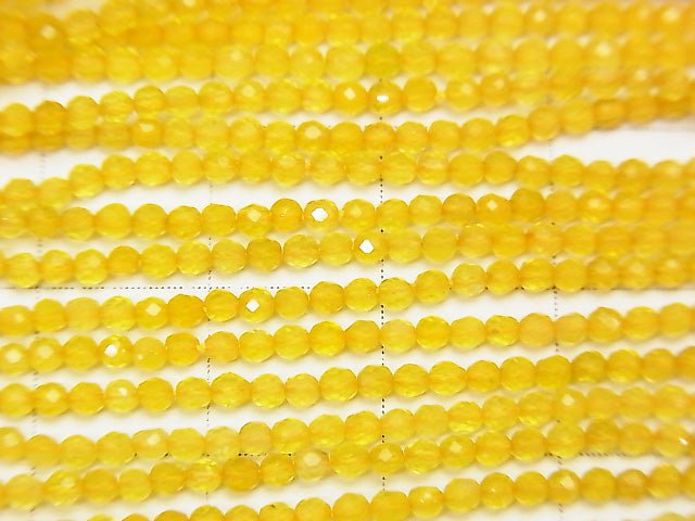 High Quality! Yellow color Chalcedony Faceted Round 2mm 1strand beads (aprx.15inch/37cm)