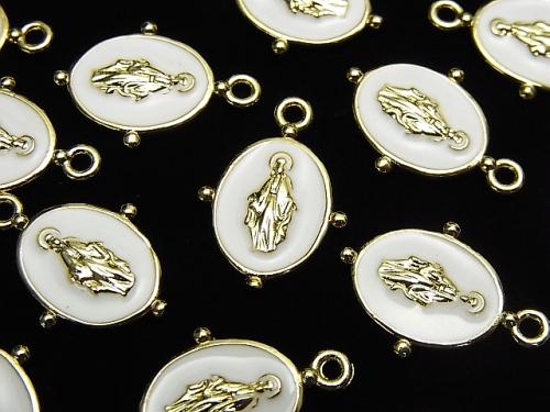 Metal Parts Charm 18x13mm Miraculous Medal White 1pc $1.79!