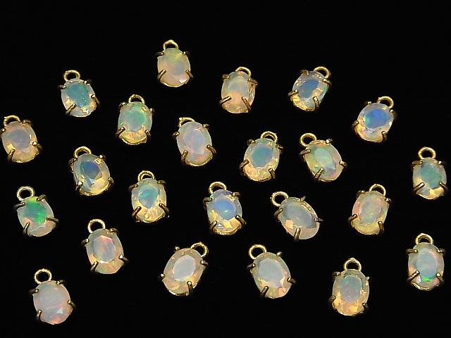 [Video]High Quality Ethiopia Opal AAA Bezel Setting Oval Faceted 7x5mm 18KGP 2pcs $16.99!