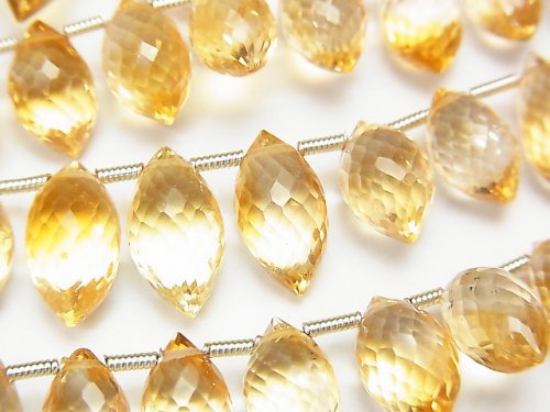 [Video]High Quality Citrine AAA Marquise Rice Faceted Briolette half or 1strand beads (aprx.6inch/15cm)
