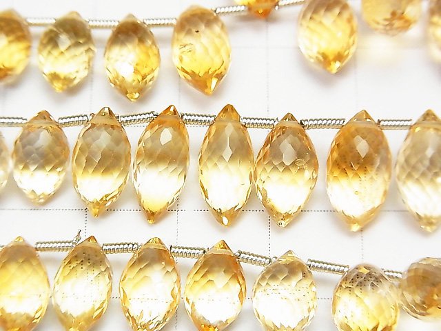 [Video]High Quality Citrine AAA Marquise Rice Faceted Briolette half or 1strand beads (aprx.6inch/15cm)
