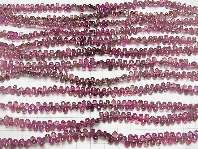 [Video]High Quality Pink Tourmaline AAA Drop Faceted Briolette Color Gradation half or 1strand beads (aprx.7inch / 18cm)