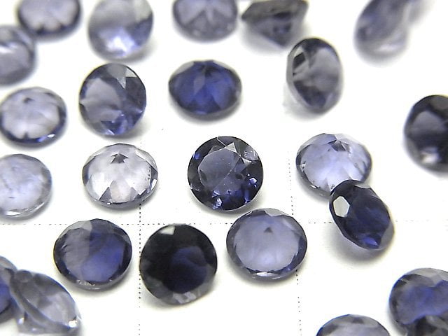 [Video]High Quality Iolite AAA Loose stone Round Faceted 5x5mm 5pcs