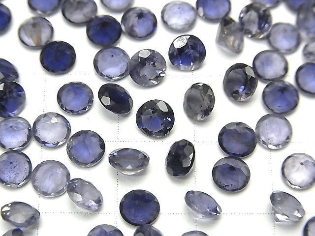 [Video]High Quality Iolite AAA Loose stone Round Faceted 5x5mm 5pcs