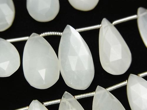 [Video] High Quality White Moonstone AA++ Pear shape Faceted Briolette 1strand beads (aprx.7inch / 18cm)