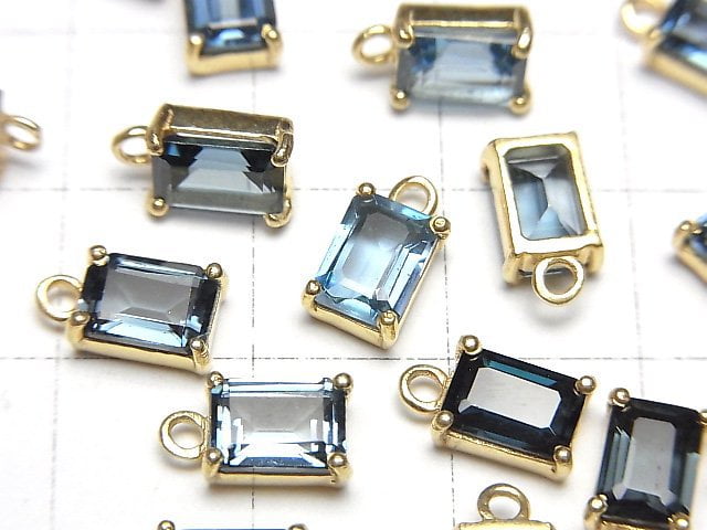 [Video] High Quality London Blue Topaz AAA Bezel Setting Rectangle Faceted 7x5mm 18KGP 1pc