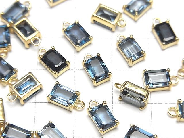 [Video] High Quality London Blue Topaz AAA Bezel Setting Rectangle Faceted 7x5mm 18KGP 1pc