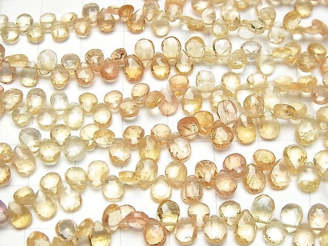 [Video] High Quality Imperial Topaz AAA- Pear shape Faceted Briolette Color Gradation half or 1strand beads (aprx.7inch / 18cm)