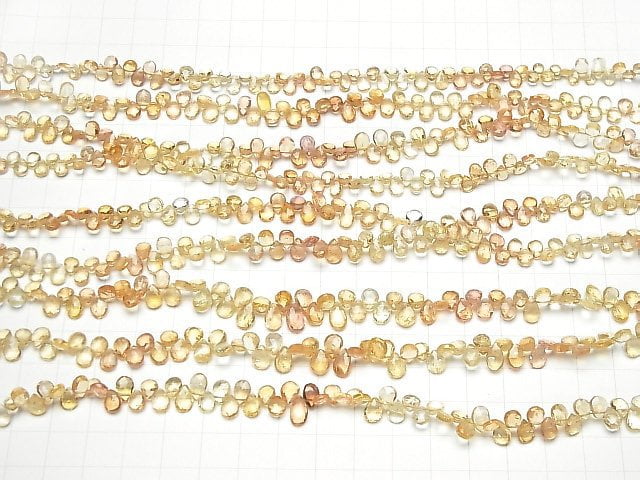 [Video] High Quality Imperial Topaz AAA- Pear shape Faceted Briolette Color Gradation half or 1strand beads (aprx.7inch / 18cm)