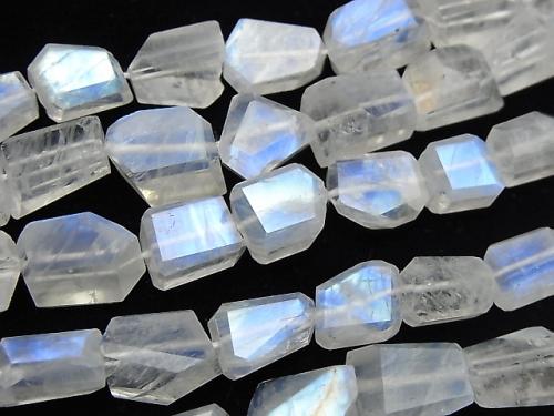[Video] High Quality Rainbow Moonstone AAA- Faceted Nugget Size Gradation half or 1strand beads (aprx.15inch / 38cm)