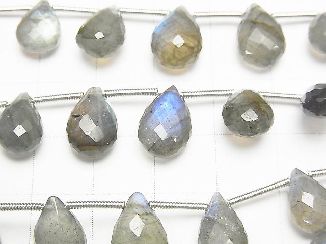 [Video] High Quality Blue Labradorite AAA- Pear shape Faceted Briolette 1strand beads (aprx.7inch / 17cm)