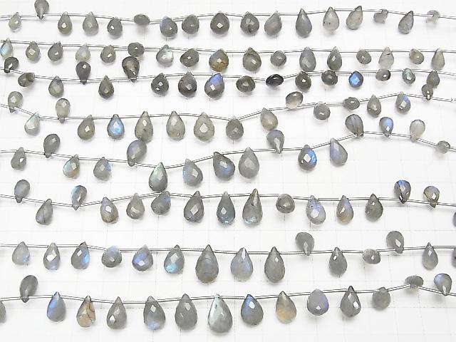 [Video] High Quality Blue Labradorite AAA- Pear shape Faceted Briolette 1strand beads (aprx.7inch / 17cm)