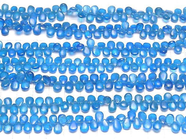 [Video] High Quality Neon Blue Apatite AAA- Pear shape (Smooth) 1strand beads (aprx.7inch/18cm)
