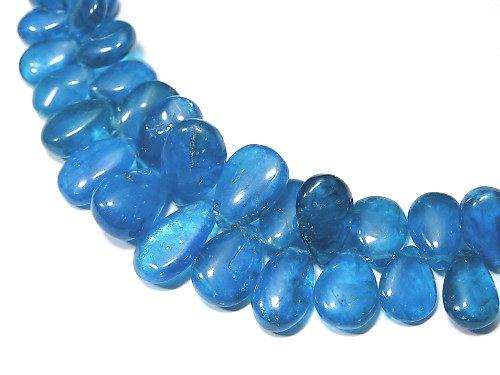 [Video] [One of a kind] High Quality Neon Blue Apatite AAA- Pear shape (Smooth) 1strand beads (aprx.7inch / 18cm)