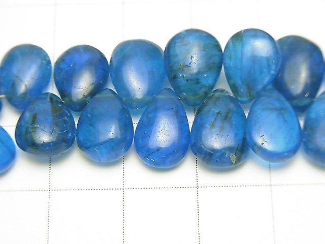 [Video] [One of a kind] High Quality Neon Blue Apatite AAA- Pear shape (Smooth) 1strand beads (aprx.7inch / 18cm)