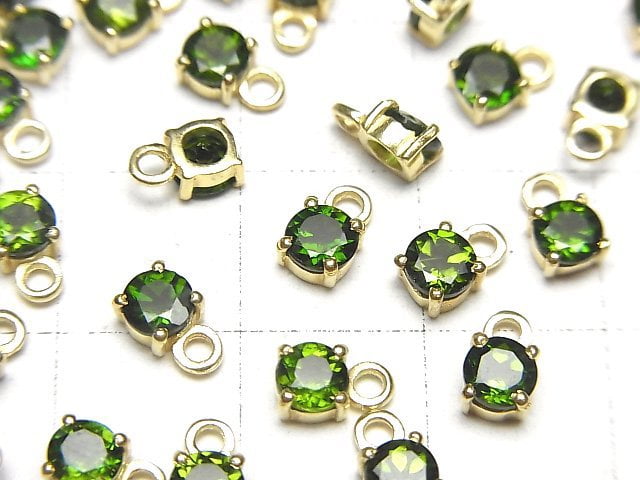 [Video]High Quality Chrome Diopside AAA Bezel Setting Round Faceted 4x4mm 18KGP 4pcs
