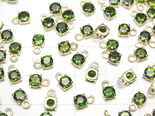 [Video]High Quality Chrome Diopside AAA Bezel Setting Round Faceted 4x4mm 18KGP 4pcs
