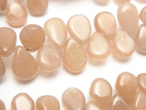 High Quality Peach Moonstone AAA- Pear shape (Smooth) half or 1strand beads (aprx.7inch / 18cm)