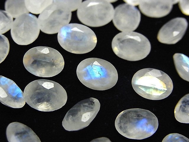 [Video]High Quality Rainbow Moonstone AA++ Loose stone Oval Faceted 8x6mm 5pcs