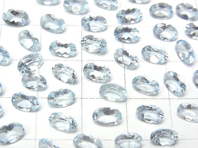 [Video]High Quality Aquamarine AAA Loose stone Oval Faceted 6x4mm 2pcs