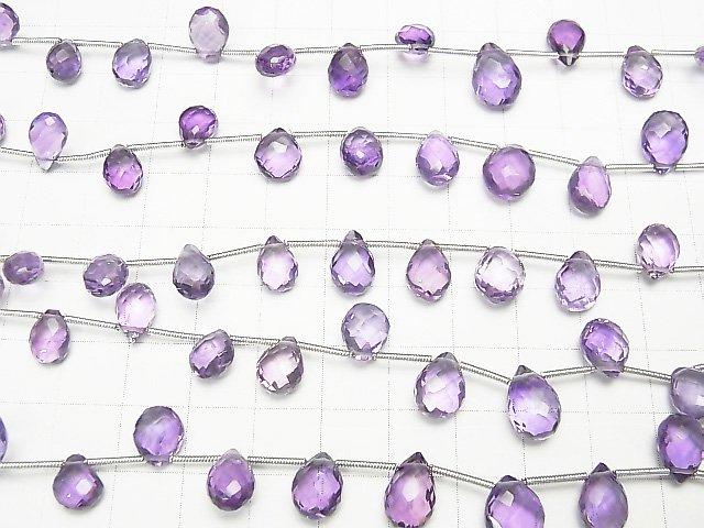[Video] 1strand $24.99! High Quality Amethyst AAA Pear shape  Faceted Briolette  1strand (15pcs )