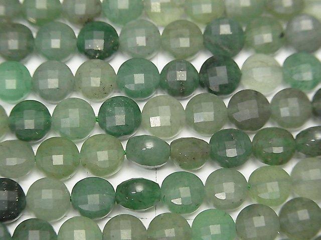 [Video]High Quality! 1strand $5.79! Green Aventurine Faceted Coin 6x6x4.5mm 1strand beads (aprx.15inch / 37cm)