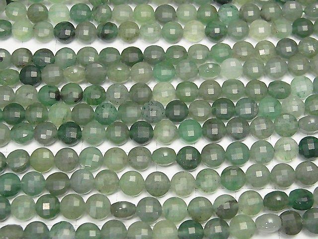 [Video]High Quality! 1strand $5.79! Green Aventurine Faceted Coin 6x6x4.5mm 1strand beads (aprx.15inch / 37cm)
